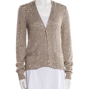 Yves Saint Laurent Beige Sequin Cardigan